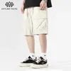 Herrenhosen CKKE Black Straight Cut Workwear Shorts mit mehreren Taschen und Kordelkordel