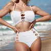 Bikini de maillots de bain pour femmes Push Up Bra Swimsuit for Women High Waited sets Two Textured Cut Bathing Womens Bikinis