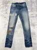 Jeans masculin Euramerican Fashion Spandex 24 Arrivée Alphabet Coux de denim vintage Streetwear Male Slim Stretch Male Slim Stretch