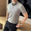 Letnie koszule polo dla mężczyzn Wysokiej jakości zwykłe kolory Business Mens Polos T-shirt krótkie rękawie Slim Fit Casual Basic Tees Homme 240425