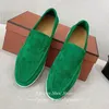 Casual Shoes Green Fringe Kid Suede For Women Round Toe Leisure Flats Slip On Mule Woman Fashion Thick Sole Zapatos Mujer