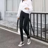 Frauen Jeans 2024 Herbst -Leggings mit kleinen Füßen cooler Sportstil Ulzzang Hosen hohe Taille erscheint dünn