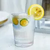 Tee Tassen 240 ml/310 ml kreativer Glasbecher Haus Juice Getränkstil Einfacher Wasser vertikaler Streifen trinken transparent