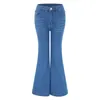 Kvinnors jeans höga midja flare damer mid byxor sträcka smala långa retro 90 -talets vintage kläder