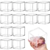 12pc Clear Acrylic Candy Box Transparent Plastic Square Cube Cake Dessert Box Chokladförpackning Förvaringsbehållare Display Box 240426