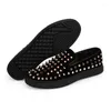 Casual schoenen IGXX Elastische klinknagel voor mannen Black Punk Metal Spikes Herenclubs Flats Loafers Echte lederen motorfiets