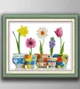 Flores coloridas Daisy Tulip Handmade Cross Stitch Craft Tools Borderyer Behwlewwork Conjuntos de impressão contada na tela DMC 14CT 11CT99931618