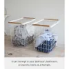 Poigres en bois de la maison en fil |Panier à linge en bois en acier blanc 240424