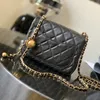 Mirror Quality Fashion Bag Designer Flap Bag Luxury Mini Small Bags äkta läder Messenger Chain Bags Classic Flap Crossbody Shoulder Boll med Gold Ball