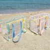 Sac de rangement de natation en PVC d'été simple couleur grande capacité transparente du sac de plage étanche transparent sac à bandoulière Sac de lavage 240426