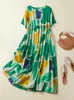 Plus -storlek Boho Beach Floral Summer Dress Women Cotton Ladies Dresses Loose Long Overdized Woman Dress Vestidos 240410