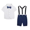 Set di abbigliamento per ragazzi abiti da sposa a quadri per bambini Shorts shorts bowtie 4pcs pograph set bidoni da scuola di laurea in costume da festa di laurea