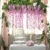 Flores decorativas 12 piezas de glicinia falsa cuerda artificial colgante guirnalda de jardín de bodas al aire libre decoración de la fiesta del hogar decoración del hogar