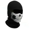 Marabla de cara de calavera fantasma de ropa negra, mascarilla de esquí a prueba de viento motocicleta de la cara táctica Balaclava Caperta para hombres Cosplay de Halloween