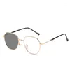 Sonnenbrille 2024 Polygonale pochromische einfache Brille Retro -Metallrahmen Antiblau -Licht Frauen optisches Spektakel Brille Brille