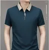 Men's Polos 2024 Camisa Polo Spring e Summer Business Business Solid Color T-shirt Filt Sports Manga curta Manga curta