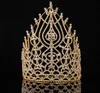 BARRETTES LUXE CRISTAL Pageant Crown Tiaras Gold Couleur grandes couronnes pour femmes Clips Hair Barrettes5101561