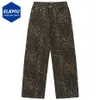 Vintage Leopard Jeans Men Hip Hop Streetwear Harajuku Hip Hop Baggy Dżinsy spodnie retro dżinsowe spodnie 240420
