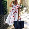 Plus-size Dress Round Neck Pink Maple Leaf Butterfly Loose Casual Beach Dress Womens Elegant Dresses Midi Dresses Fashion 240410