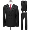Męskie garnitury M-6xl Boutique (Blazer Vest Pants) Fashion Business Casual Dwute Breasted Style Plus Size zestaw