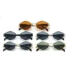 Sunglasses Trendy Hexagon Polygon Women Vintage Metal Small Frame Luxury Designer Sun Glasses Woman 2024 Unique Eyewear UV400