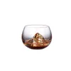 Bardak Saucers Guanshan Kristal Cam Küçük Çay Bardağı Ev Yaratıcı Master Kişisel Çayware Gizli Altın Tat Ahşap Base