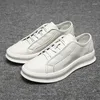 Lässige Schuhe Jomior Frühling Echtes Leder hochwertige Männer Koreanische Designerin Flats White Slates atmibable Top -Turnschuhe