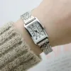 Нарученные часы Женские стальные ремешки для женщин прямоугольные римские масштабные часы мода Тенденция Тонкая Кварце
