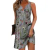 Casual Dresses Women'S Dress Tank Summer Floral Button Print Split Neck Mini Active Fashion Daily Holiday Regular Fit