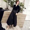 Robes de fête wei yin soir en velours noir 2024 Sexy à manche en V V vintage Formal pour les femmes WY1547