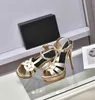 Lady Summer wedding bride sandal Tribute 105mm patent-leather platform sandals cool high heels evening pumps open toe shoes luxury designer with box factory sale
