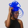 여성 공식 파티 베일 Fedora Cap Wedding Church Facinators Mesh Hat Derby Party Show chapeau 캡이있는 Bow Hair Accessories