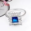 Anelli a cluster Proposta di lusso Donne 925 Sterling Sterling Full Around Crystals Square Deep Love Blue Zricons Wedding femminile