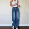 Women's Jeans Rimocy 2024 Dark Blue Baggy Women Grunge Y2K High Waist Wide Leg Denim Trousers Woman Fashion Boyfriend Mom Pants Female