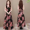 Abiti casual 2024 Stampa a V-Neck Vintage Summer Fashion Maxi Bohémien Domande Boho Long Clothes