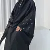 Etniska kläder Dubai Mellanöstern Turkish Moon Embroidery Kimono Cardigan Muslimsk kvinnor klär Eid Djellaba Islamiska arabiska mantel Abaya Kaftan