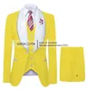 Men's Suits Suit Wide Shawl Lapel Business Men Tuxedo Coat 3 Pieces Italian Wedding Groom Gentleman's Formal