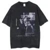 Friend Game Leon S Kennedy Printed Short Sleeve Shirt 2024 Harajuku Summer Vintage Wash 250G Cotton Mens Loose Tees 240424