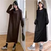 Casual jurken nyfs 2024 herfst Korea vrouw jurk vestidos gewaad elbise los plus size solide fijne pit strip lang