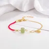 Bracelets de liaison ventfille gold couleur hetian jade pour femmes fille asymétrie corde rouge épissant la goutte cadeau d'anniversaire vintag