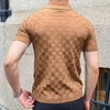Plaid vintage jacquard Polo t-shirts Men Summer Casual Breathable Thin Tops Tops pour hommes Tricotwear Fashion Slim 240424