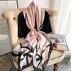 90180cm Woman Silk Scarves Custom Printing Designer Luxury Satin Hijab Head Scarf for Women Long Shawls Ladies 240425