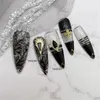 5pcs zufällige schwarze gotische Punk -Zirkon -Nagelkunst Luxus -Zauber 3D -Legierung Mode exquisite Kristall -Strass -Nageldekorationen DIY 240426