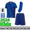 Hayranlar için Sport Futbol Forması 2024 EUR0 Kupa 2025 Hırvatistan Milli Takımı 24 25 Futbol Gömlekleri Çocuk Kitleri Ev Beyaz Uzak Mavi Erkekler Tekdüzen Modric Kovacic Pasalic Perisic