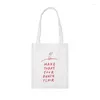 Sacchetti della spesa corea ins mini tela tote borse lettere rosse stampare spalla sottile shopper cotone shopper gancio carino riutilizzabile