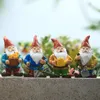 4pcs Miniature Garden Gnome Figurines Miniature Tomte Nisse Dwarf Elf Gnomes Figure Decorations Indoor Outdoor Flower Pots 240419