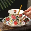 Mokken Nordic geschilderde bloemen koffiemok Afternoon tea verjaardag cadeau kunst decoreren huisdecoratie luxe verguld prachtig