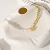 Choker Nice Half Cuba Chain Freshwater Pearl 14K Real Gold Plated Cuban Necklace For Men And Women 2024