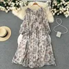 Abiti casual Ladies Chiffon Floral Long Dress Summer Fairy Elegant Robe Fashion Trends Women Abshing Autumn Vestidos