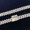 Iced Out Hip Hop 12mm Bling Moissanite Diamond Custom Custic Cupan Rink Chain Jewelry Sterling Silver Cuban Necklace